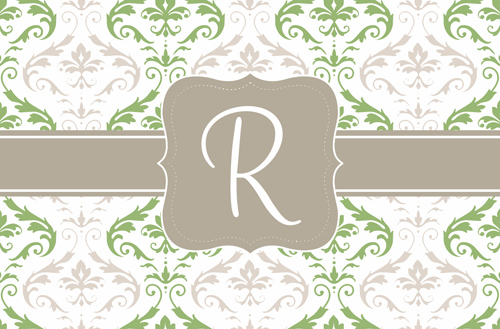 Placemat-2 Colored Damask Initial