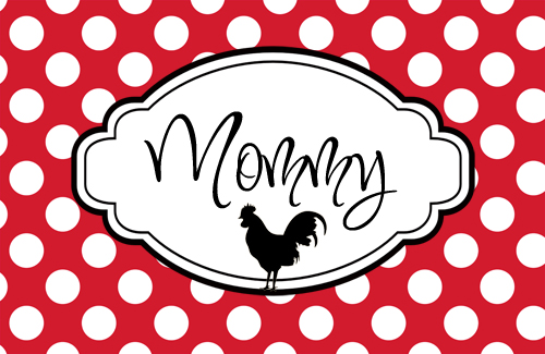 Placemat-White Dot White Frame Rooster