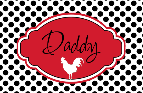 Placemat-Black Dot Red Frame Rooster