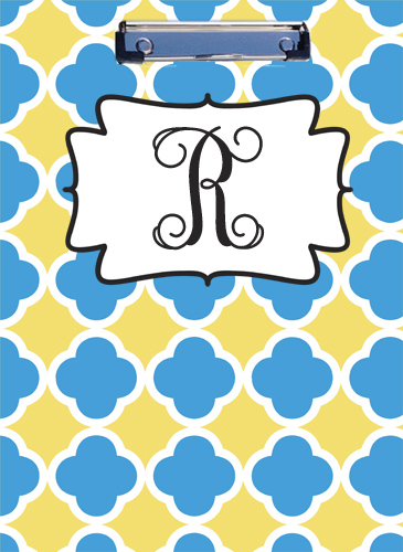 Clipboard-Blue and Yellow Quatrefoil