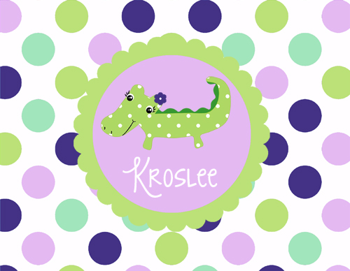 Notecards-Lavender, Mint, Green and Navy Dots with Polka dot Gator