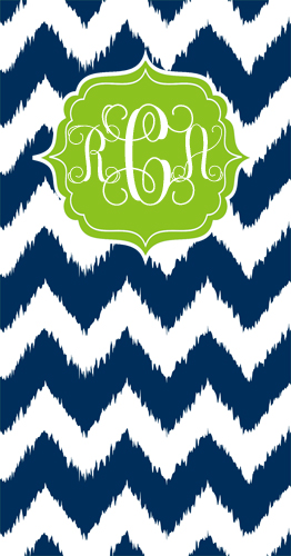 Beach Towels-Navy Chevron Chic and Lime