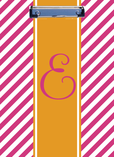Clipboard-Hot Pink Stripe and Orange