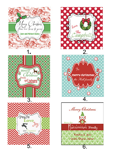 Gift Enclosure Cards-Christmas Cards Styles 1-6