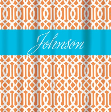 Shower Curtains-Orange Imperial with Turquoise