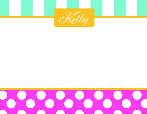 Notecards-Pink Dot Teal Stripe