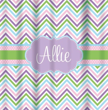 Shower Curtains-Spring Chevron with Ribbon