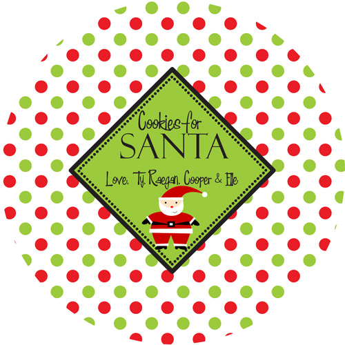 Christmas Plate-Santa Cookies with Red Green Dots